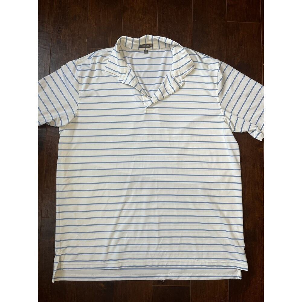 Peter Millar Mens Summer comfort blue Striped Short Sleeve Shirt Size XXL